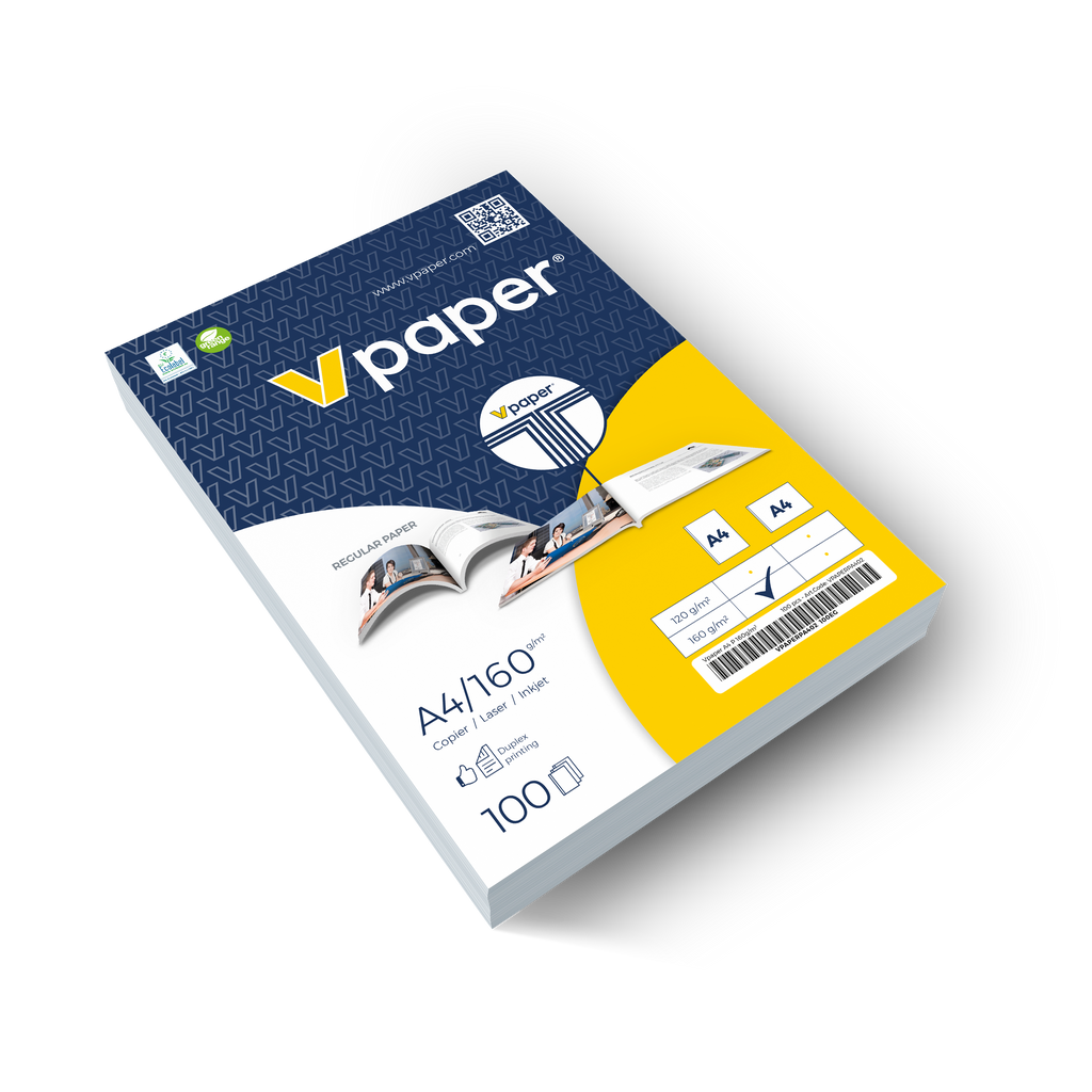 A pack of V-Paper menu cards, with branding and product information visible.