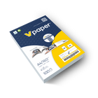A pack of V-Paper menu cards, with branding and product information visible.
